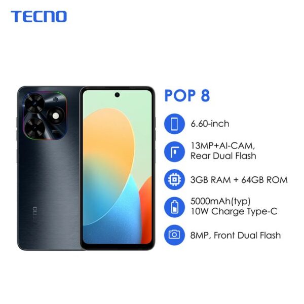 Tecno Pop 8 128gb+4gb Dual Sim 5000MaH